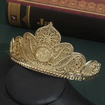 Turkish Metal Gold Color Tiaras and Crowns Coins Headpiece for Women Forehead Hair Jewelry Wedding Accessories