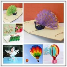 peacock festival greeting card 3D birthday pop up card thanksgiving blessing card postcard paper party Invitation card