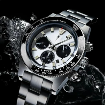 Tactical Frog 41mm Men's Chronograph Watch VS75 Solar Quartz Movement Waterproof Sapphire Green C3 Luminous Quartz Wristwatch