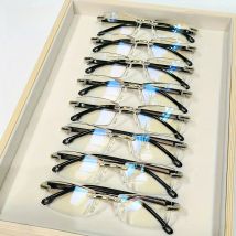 8pcs Ultra-Light Rimless Reading Glasses for Men & Women - Anti-Blue Light, Fashionable Rectangle Design