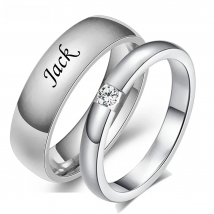 Custom Stainless Steel Wedding Couple Rings for Women Men Engagement Bands CZ Stone Puzzle Solitaire Party Ring Jewelry Gift