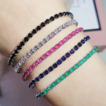 silver color on hand 5mm 17cm 19CM Blue Green Red Tennis Bracelet Bangle For Women Wedding Fashion Jewelry Party Gift