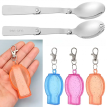 New Light Small Utensil Stainless Outdoor Pocket Spoon Fork Travel Camping Tool Foldable Forks Folding Cookware
