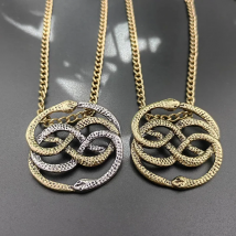 Intertwining Snakes Necklace, Atreyu Auryn Necklace Retro Double Snake Pendant Necklace  Pendant, Entwined Serpent Circle