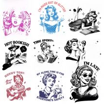 Iron on Transfer Patches for Clothes Line Beauty Pictures Confident Freedom Sexy Elegant Lady Durable Heat Transfer Prints DIY