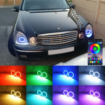 For Mercedes Benz E Class W211 2003-2009 RF Remote Bluetooth APP Multi Color Ultra Bright RGB LED Angel Eyes Kit Halo Rings