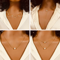 SUNIBI 316L Stainless Steel Choker Necklace for Women Imitated Pearl Dainty Pendant Necklaces Girl Gift Jewelry Accessories