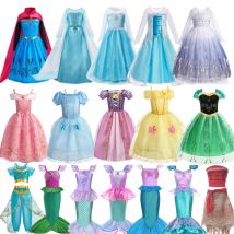 Girls Elsa Anna Dress Children Princess Carnival Dress Kids Jasmine Rapunzel Pageant Flower Disguise Cosplay Christmas Costume