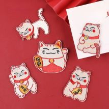 Welcoming Lucky Fortune Cat Japanese Japan Self-adhesive Embroidered Iron on Patch