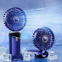 USB Handheld Mini Fan Foldable Portable Neck Hanging Fans 5 Speed USB Rechargeable Fan with Phone Stand and Display Screen