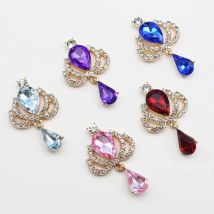 10 Gold Crown Drop Shaped Acrylic Pendant DIY Costume Decorative Wine Glass Lady Brooch Gift Box Rhinestone Accessories