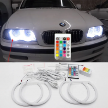 Complete Set 16-Color RGB Cotton LED Angel Eye Rings For BMW 3 Series E46 316i 318i 320d 320i 323i 328i 330i Remote Control