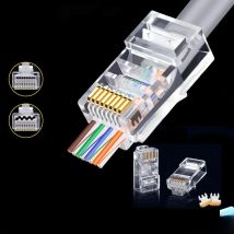 Montions Rj45 Connector Cat5e Cat6A Pass Through Connector Network Unshielded 8P8C Modular Plug for Ethernet Cables