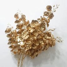 Artificial Golden Phalaenopsis Branch Simulation Wedding Decor Plants Plastic Flower Christmas Hotel Home Decoration Accessories