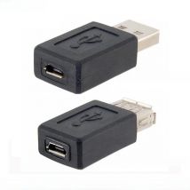 Wholesale Black USB 2.0 Type A female to Micro USB B female adapter plug converter USB 2.0 to micro USB connector good quality