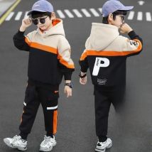 Boys Clothes Set Kids Letter Print Hoodies+Pants 2pcs Tracksuit Teenagers Thick Costume 4 To 14Yrs Big Children's Clothing Suits