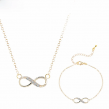 Chandler  Plated Number 8 Endless CZ Necklace & Bracelet For Women Forever Eternal Friendship Infinity Fashion Jewelry Set