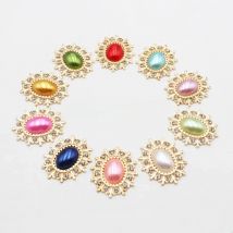 10 pieces of 24 * 28MM alloy diamond pearl buttons Fashion gorgeous wedding party Holiday creative DIY beautiful decorative acce