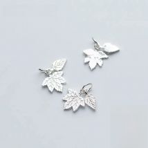 MEETSOFT 925 Sterling Silver Retro Leaf Modeling Brand Charms Maple Leaf  Pendant Making Finding Handmade Jewelry Accessory