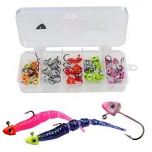 THKFISH 50pcs Ice Fishing Jigs Head Lure Hooks Winter 1.6g-1.8g Mini Jig Heads Fishing Hooks Kit Metal Hard Bait For Crappie