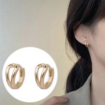 PONYKISS 925 Silver Minimalist French Style Hollow 18K Gold Hoop Earring Buckle for Women Classic Cute Fine Jewelry Accessories
