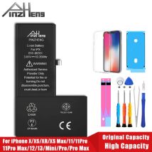 PINZHENG Echter Akku mit hoher Kapazität für iPhone X XR XS Max 12 13 Mini Pro Max 11 Pro Max Ersatz-Bateria-Garantie Ein Jahr