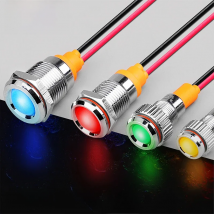 LANBOO 6mm 8mm 10mm 12mm Metal Indicator Lamp  red green blue yellow single LED with 12V 24V 220V