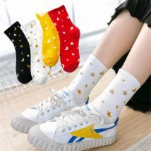 INS Women Funny Stars Moon Cotton Socks Unisex Harajuku Calcetines Tube Sokken Skateboard Street Hip Hop Bright Color Dropship