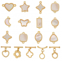 18K Gold Plated 1Pc 2-Hole Heart Oval Bracelet Necklace Jewelry Connector OT Toggle Clasps Copper DIY For Jewelry Findings Make