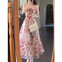 Floral Backless Sexy Dress Women Elegant Chic Y2k Casual Vintage Fairy Dress Female 2022 Summer Korean Beach Evening Party Dress