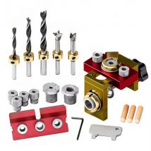 Woodworking 3 In 1 Doweling Jig Kit -Adjustable Wood Dowel Punch Locator Aluminum Pocket Hole Jig, Cabinet Hole Drill Guide Tool