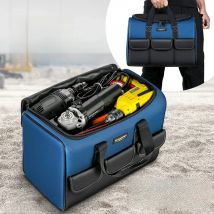 Heavy Duty Wide Mouth Tool Bag with Pockets, Organizer for Men's Tool Storage and Transport