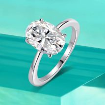 Certified 4.5CT Oval All Moissanite Ring 925 Sterling Silver for Women Sparkling Lab Diamond Engagement Wedding Band Jewelry GRA