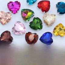 Heart crystal glass with silver claw Rhinestones shiny Heart crystal glass stones For Garment bead Decoration  Jewelry making