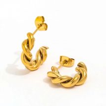 Joolim Jewelry High End PVD Wholesale Tarnish Free Fashionable Luxurious Mini Rope Stainless Steel Earring For Women