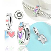New 925 Silver Colorful Love Charms Dopamine Heart Beads Fit Original Bracelet for Women Diy Fine Jewelry Gifts Daily Matching