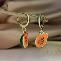 Papaya Enamel Fruit Pendant Dangle Earrings Summer Collection  INS Personality Creative Fruit Charm Earrings Jewelry Gift 2025