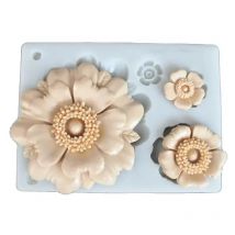New 4 flower chocolate silicone mold Cake lace decoration tool Clay DIY mold K793