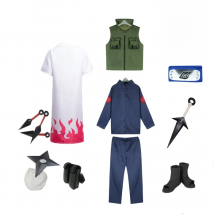 Brdwn Konoha Hokage Namikaze Minato Cosplay Costume Full set (suit+vest+cloak+Headband+Shoes+Kunai+bag+shuriken)