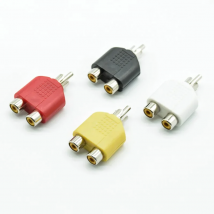 4pcs/lot RCA Y Splitter AV Audio Video Plug Converter 1 Male to 2 Female Adapter Kit Lotus Color AV Jack RCA Plug To Double