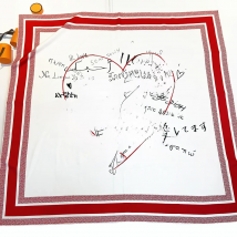 90cm Manual Hand Rolled Twill Silk Scarf Women LOVE YOU Print Curled Square Scarves Wraps Echarpe Foulards Femme Bandana Hijab
