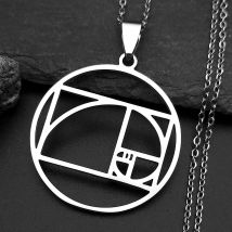 Metatron's Cube Stainless Steel Necklaces Fibonacci Spiral Circle Triangle Golden Ratio Geometry Necklaces jewelry collier