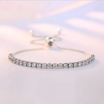 Genuine 925 Stamp Silver Color Ladies Cubic Zirconia Tennis Bracelet Women Girls Fashion Box Chain Bracelets Jewelry YBR060