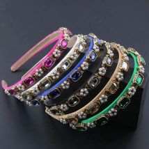 Headdress New Fashionable Korean Version Small Inlaid Color Rhinestone Pearl Hair Hoop Lady Leisure Hair Accessories Hair 902