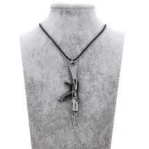 Counter Strike AK47 Vintage Gold Gun Pendant Necklace Men CS GO Pistol Choker Jewelry Party Boys Gift