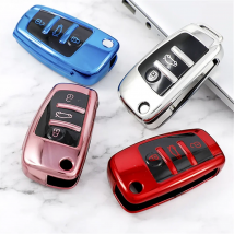 TPU Folding Key Case Bag Cover for Audi A1 A3 A4 A5 A6 A7 Q3 Q5 S6 B6 B7 B8 C6 8P 8V 8L TT RS Car Shell Keychain Protector