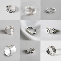 Vintage Silver Color Metal Punk Letter Open Rings Design Finger Rings for Women men Party Jewelry Gifts LETTER