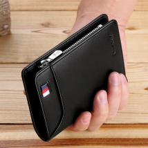 Genuine leather Wallet men's wallet business card holder business men's short Wallet Zipper Leather Wallet