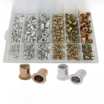 1 Box 100/150/300pcs M3 M4 M5 M6 M8 M10 304 Stainless Steel Carbon Steel Aluminum Flat Head Rivet Nut Rivnut Set Assortment Kit
