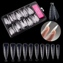 100Pcs Quick Build Dual Form Nail Mold Tips for Finger Extensions UV Gel Stiletto Nails - Easy Application Nail Art Extensions
